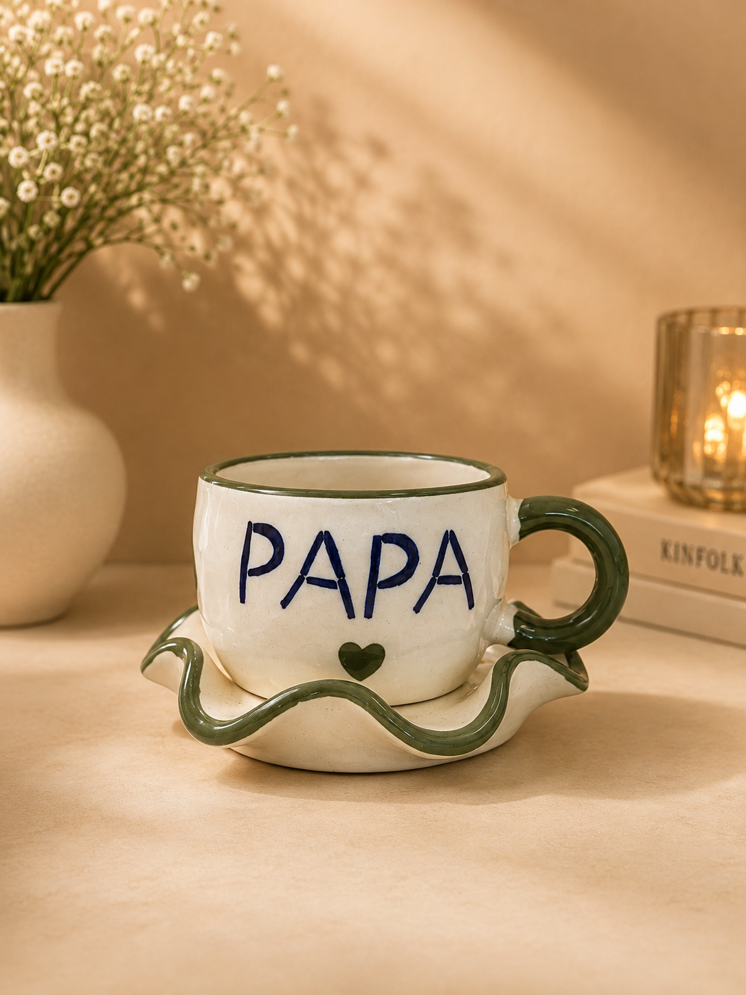 PAPA Ceramic Mug & Ruffle Saucer Set