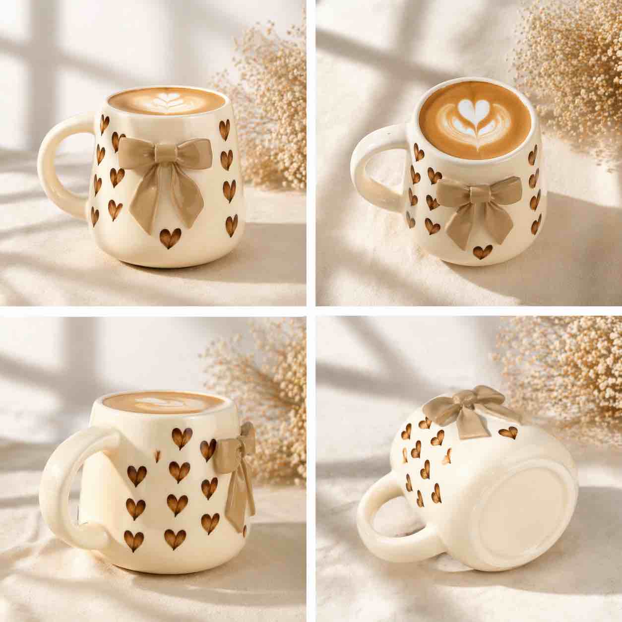 Brown Heart Bow Mug