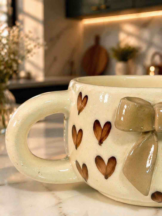 Brown Heart Bow Mug Small