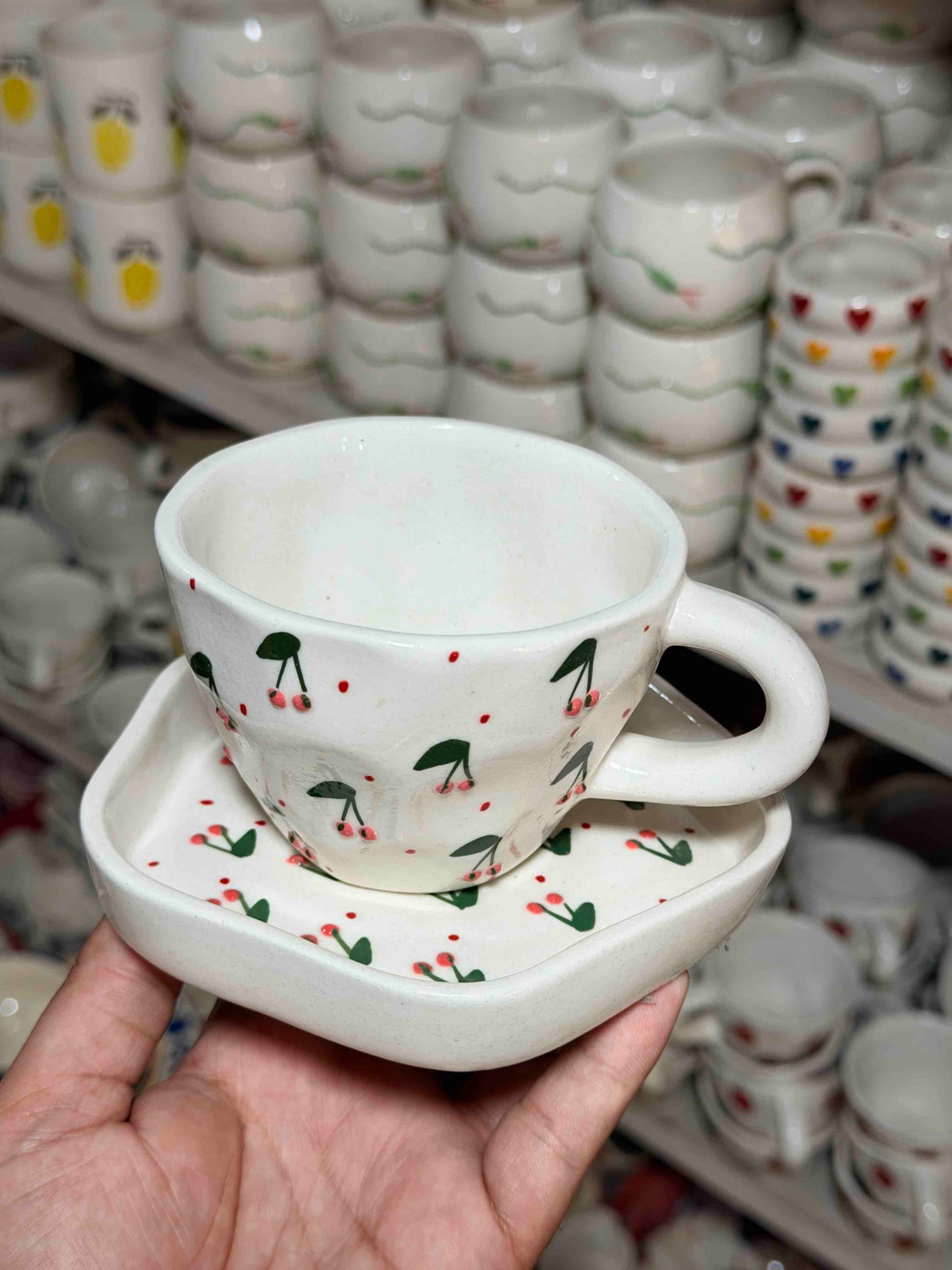 Cherry Mug and Saucer