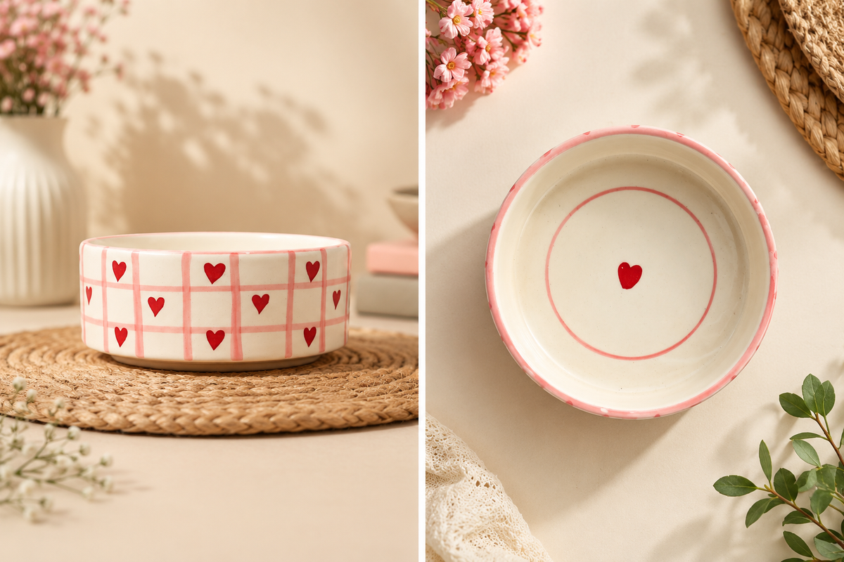 Heart pattern ceramic dish