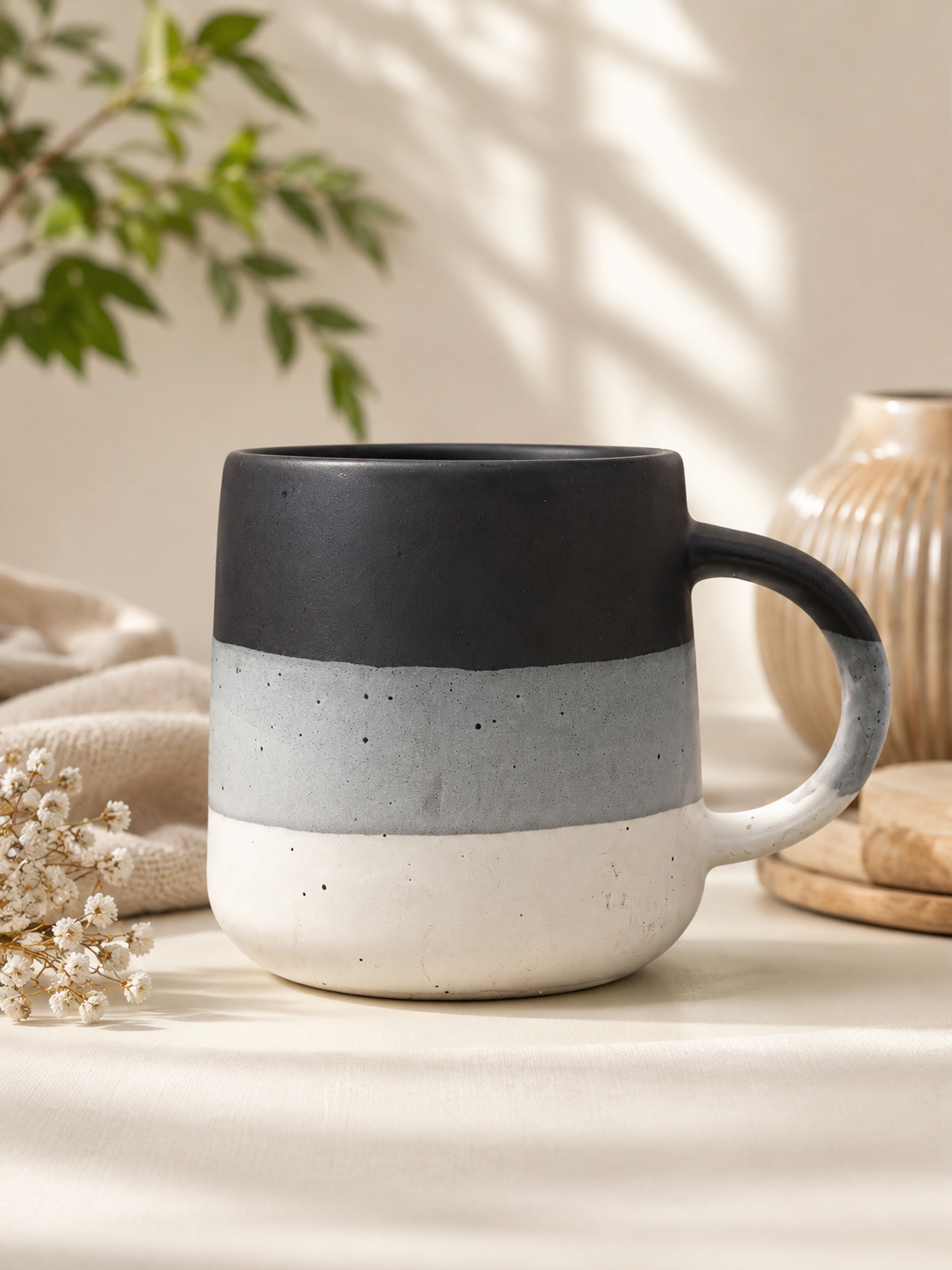 Three-tone speckled ceramic mug