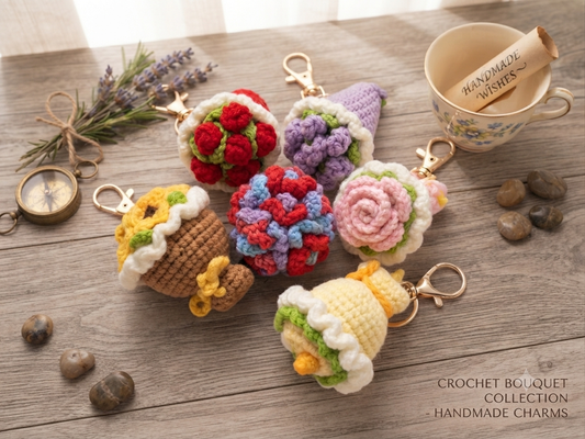 Handmade Crochet Bouquet Keychain