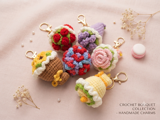 Handmade Crochet Bouquet Keychain