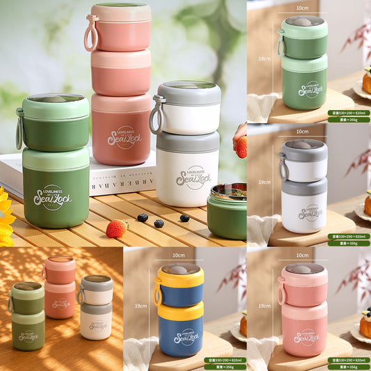 Steel Double Layer Lunch Box (820ML)