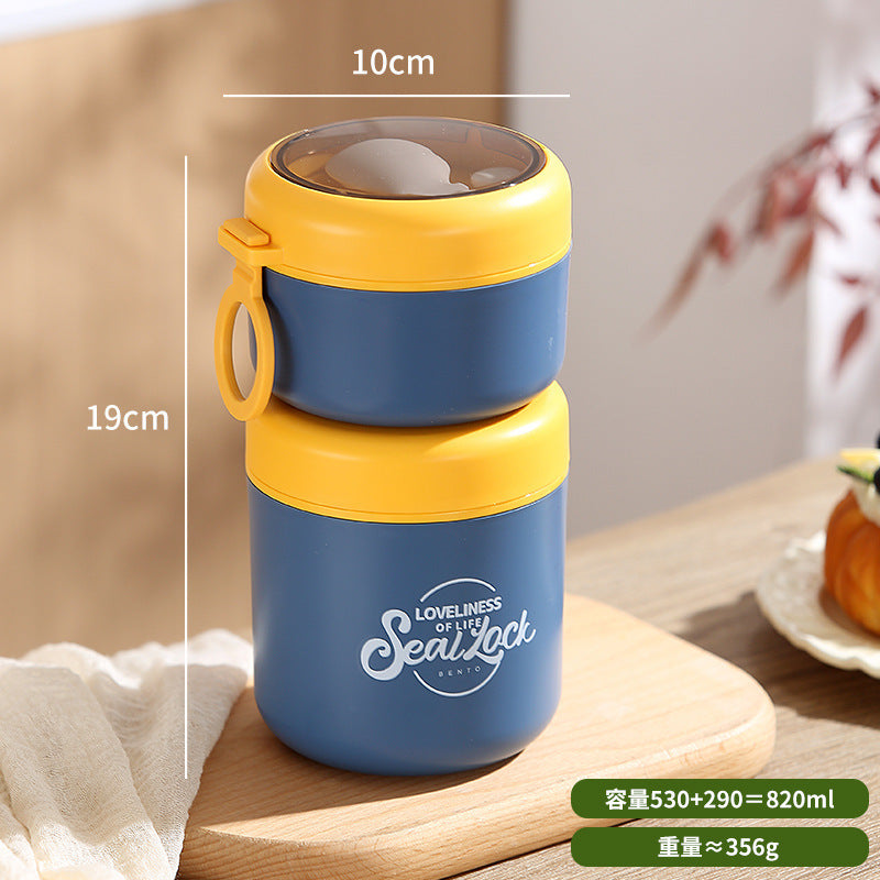 Steel Double Layer Lunch Box (820ML)