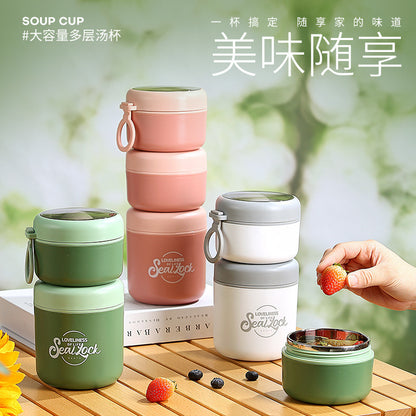 Steel Double Layer Lunch Box (820ML)