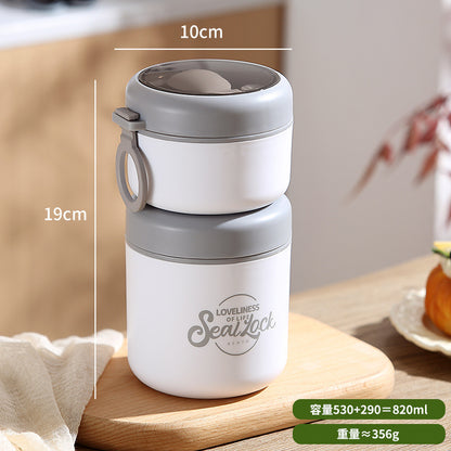 Steel Double Layer Lunch Box (820ML)