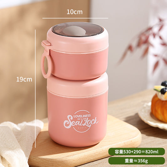 Steel Double Layer Lunch Box (820ML)