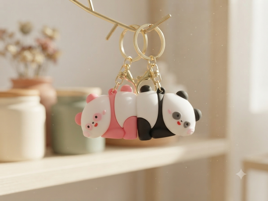 Double Panda Magnetic Keychain – Couple Series