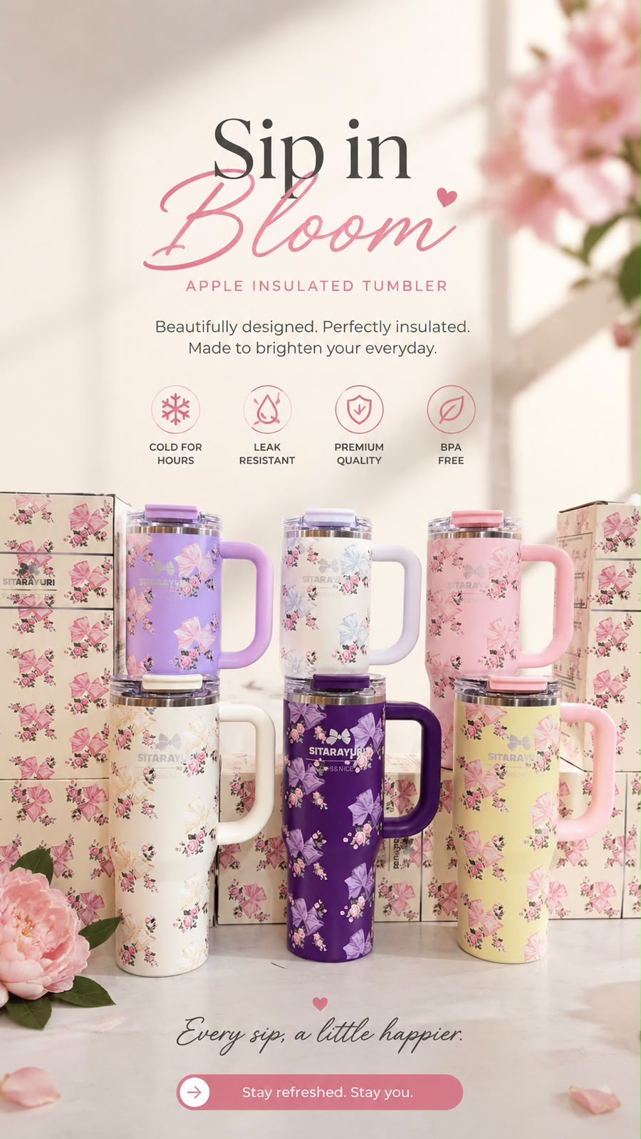 Sitarayuri Floral Tumbler 900ml