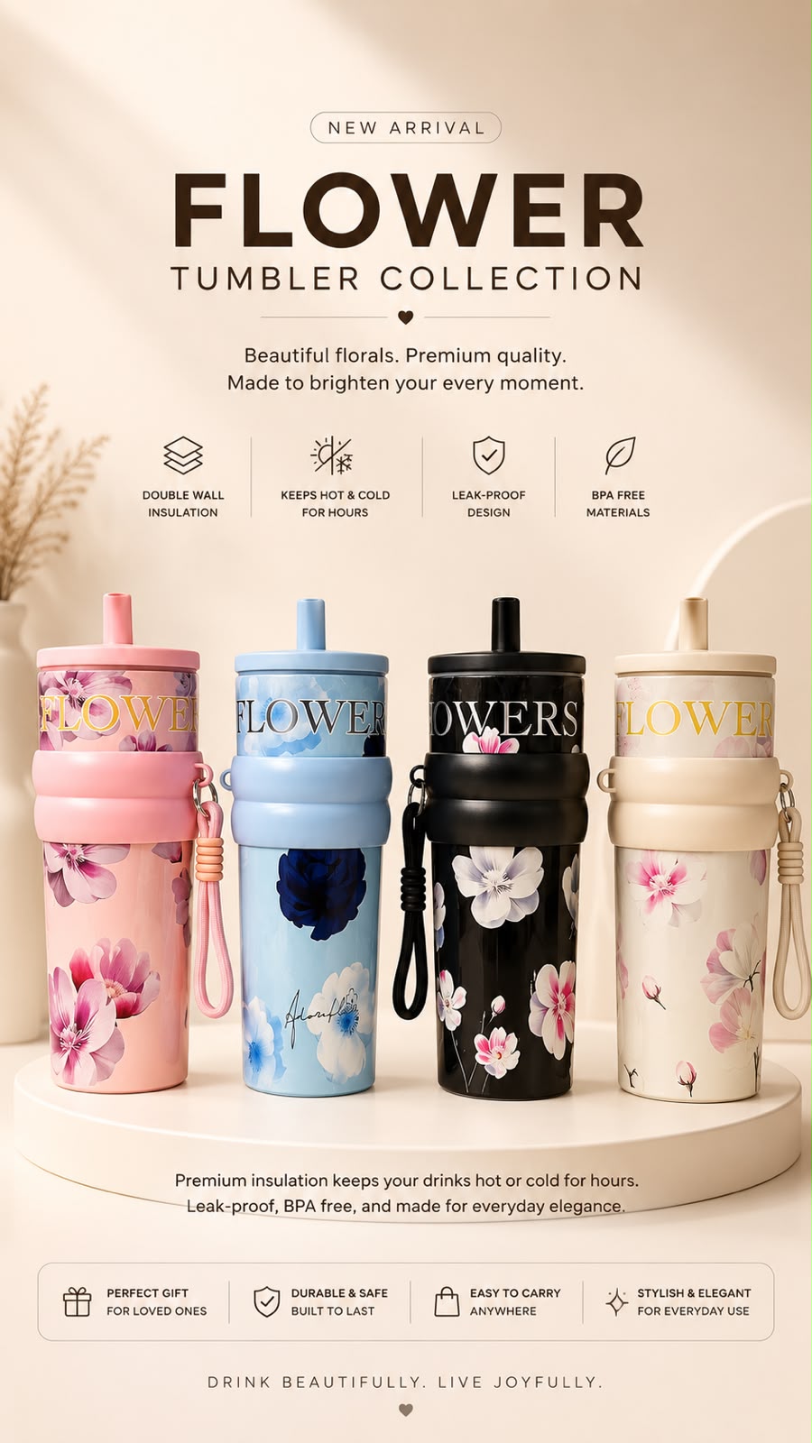 🌸Flower Insulated Sipppers
