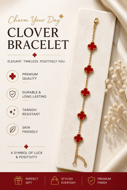 Clover Charm Bracelet – Gold Stainless Steel | 5 Elegant Colors