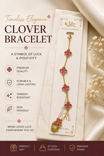 Clover Charm Bracelet – Gold Stainless Steel | 5 Elegant Colors
