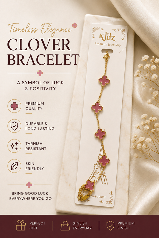 Clover Charm Bracelet – Gold Stainless Steel | 5 Elegant Colors