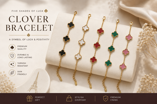 Clover Charm Bracelet – Gold Stainless Steel | 5 Elegant Colors