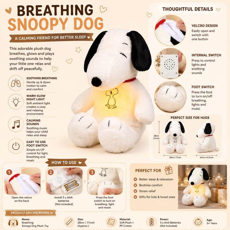 Snoopy Breathing Soft Toy