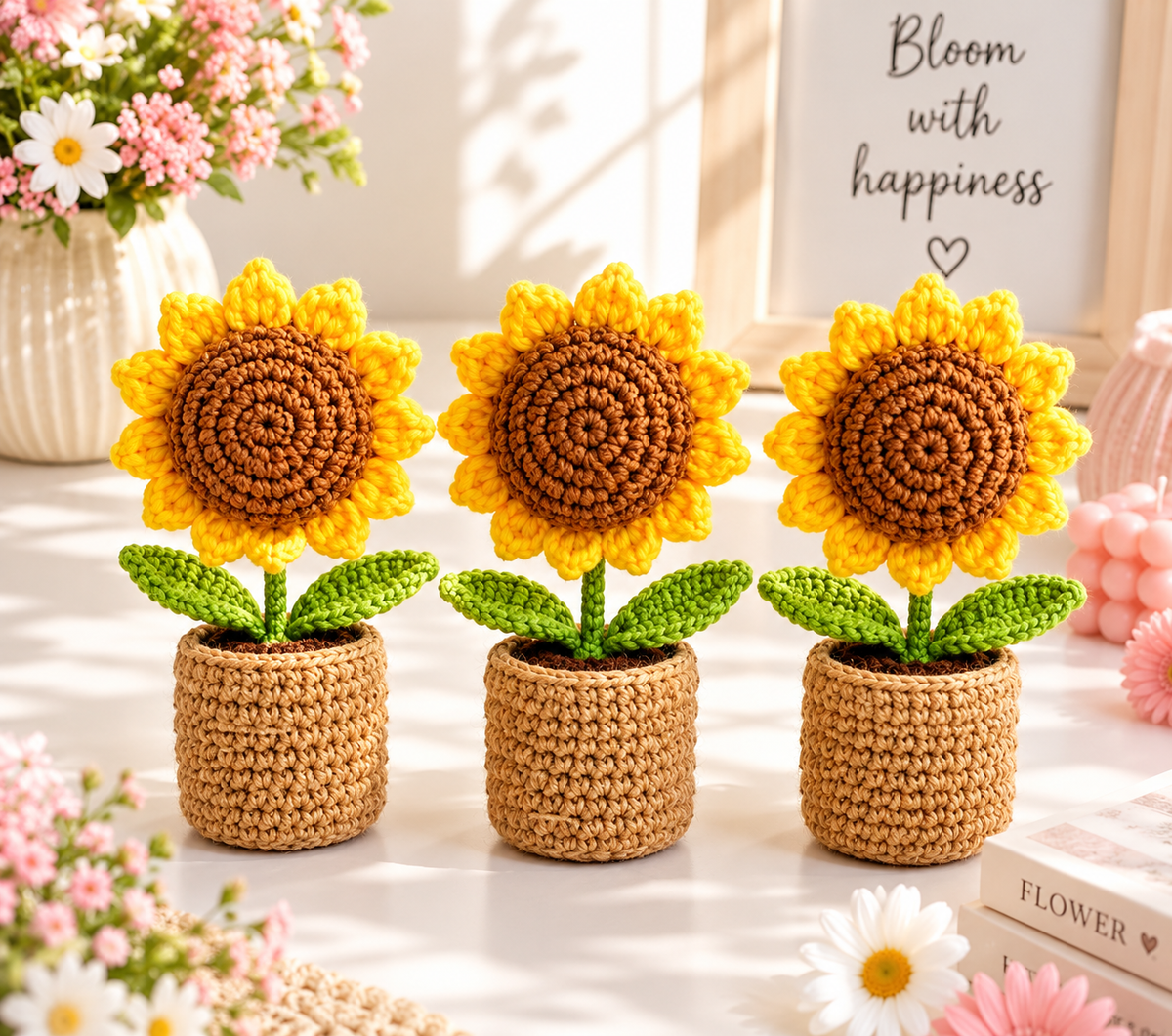 Sunflower Crochet Fridge Magnet