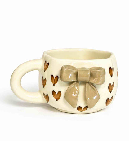 Brown Heart Bow Mug Small
