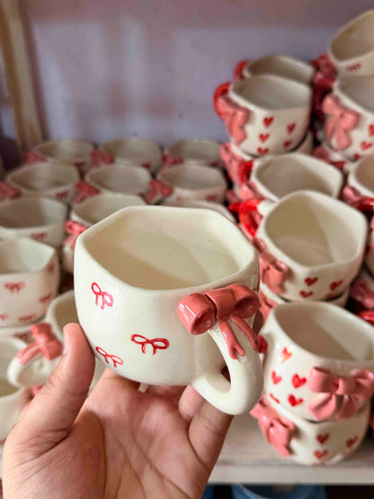 Red Bow Handle Mug