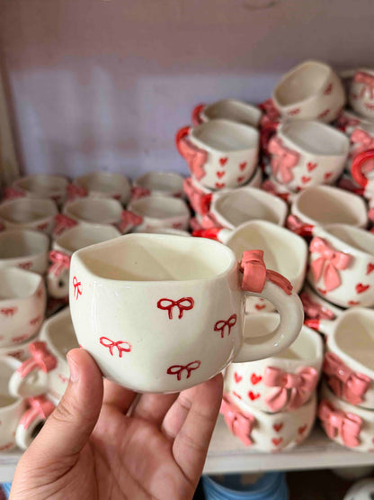 Red Bow Handle Mug
