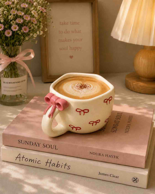 Red Bow Handle Mug