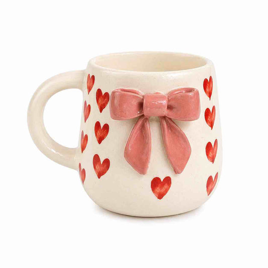 Pink Bow Heart Mug