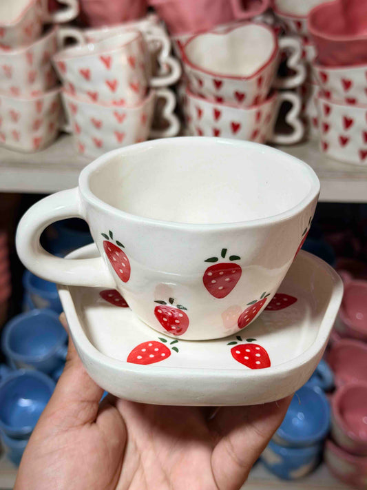 Strawberry Mug and Saucer