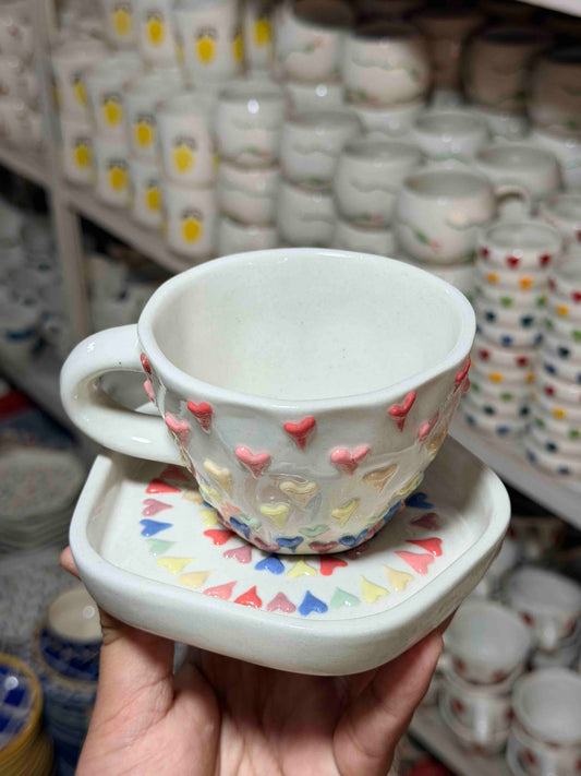 Multi Hearts Cup and Saucer