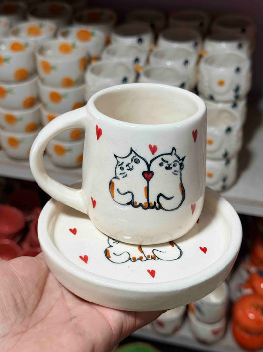 Cute Cat Mug and Saucer