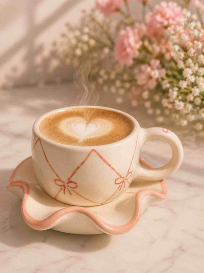 Pink Bow Mug & Saucer