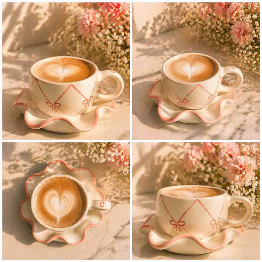 Pink Bow Mug & Saucer