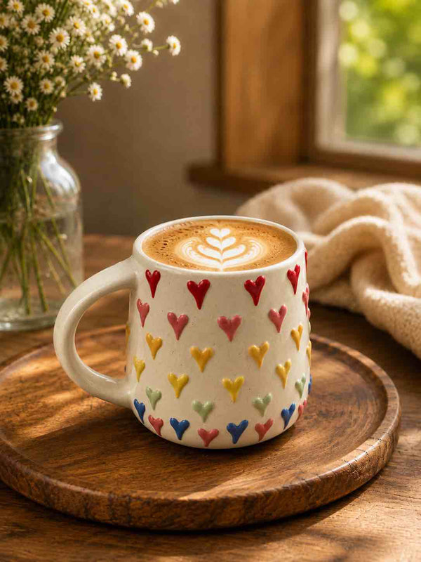 Multi Coloured Heart Mug