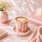 Checked Heart Mug & Saucer