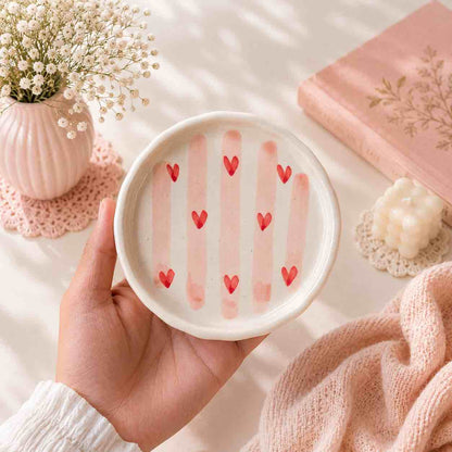 Checked Heart Mug & Saucer