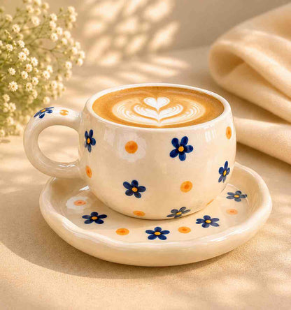 Blue Flower Mug & Saucer