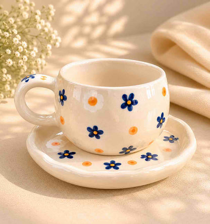 Blue Flower Mug & Saucer