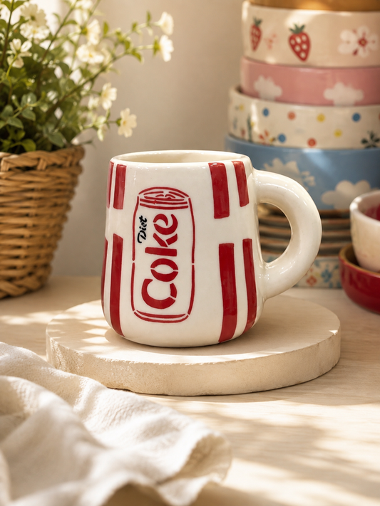 Retro Diet Coke striped ceramic mug