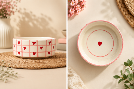 Heart pattern ceramic dish